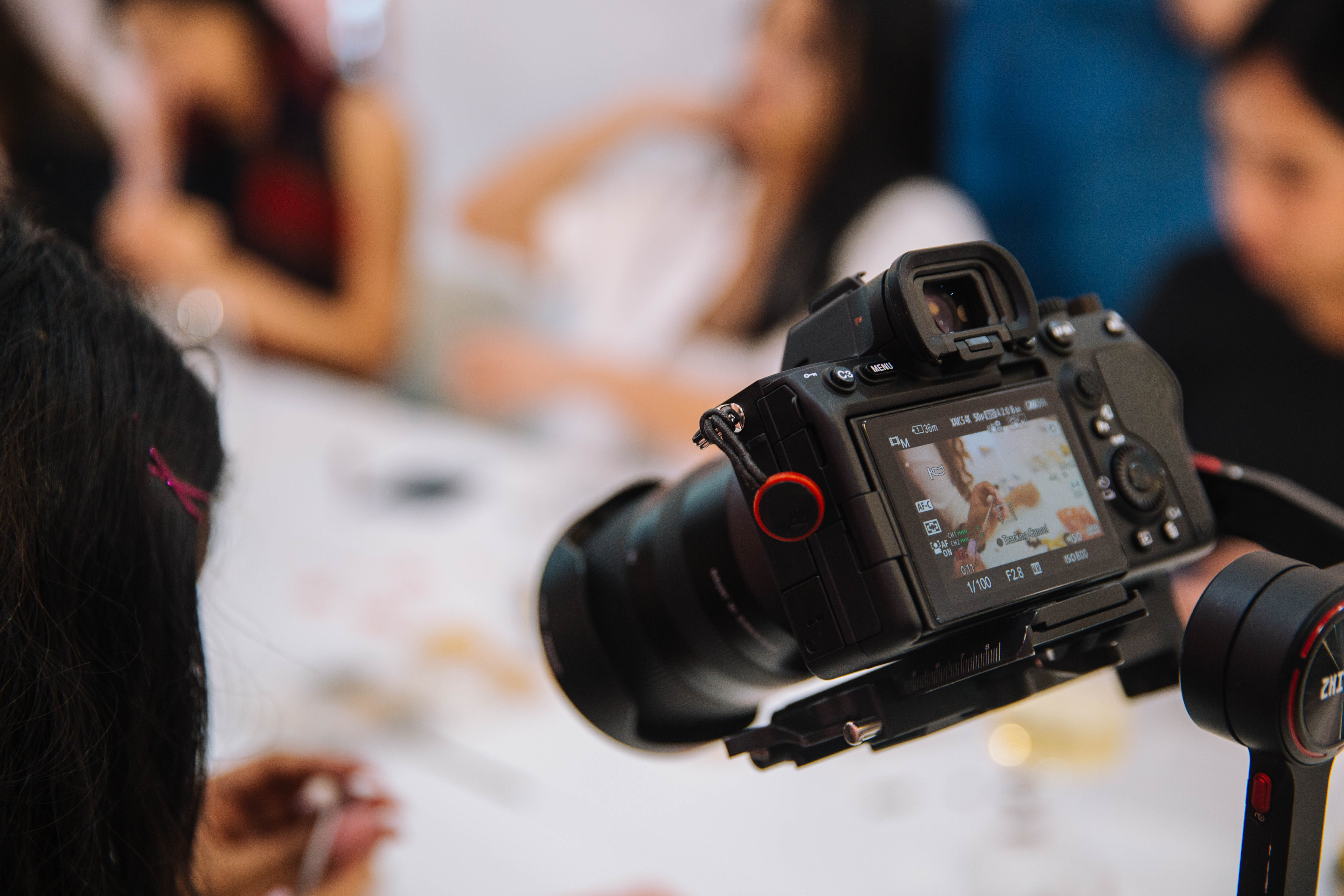 Picture of the screen of a DSLR camera held by a person